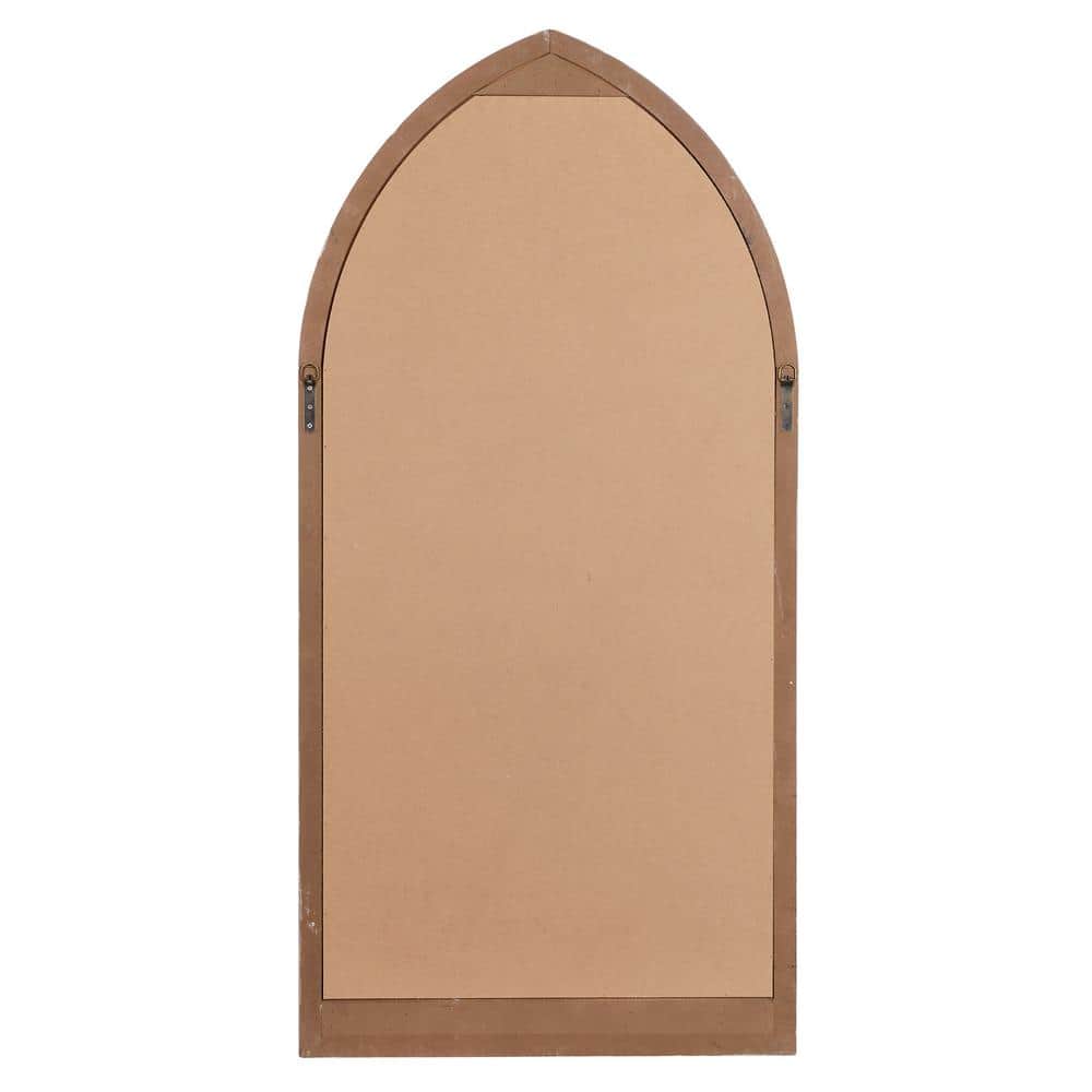 Brown Distressed Wood Arched Window Pane Wall Mirror