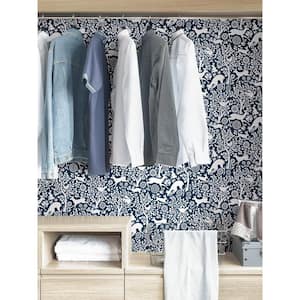 Navy Blue Kylver Merriment Peel and Stick Wallpaper Sample