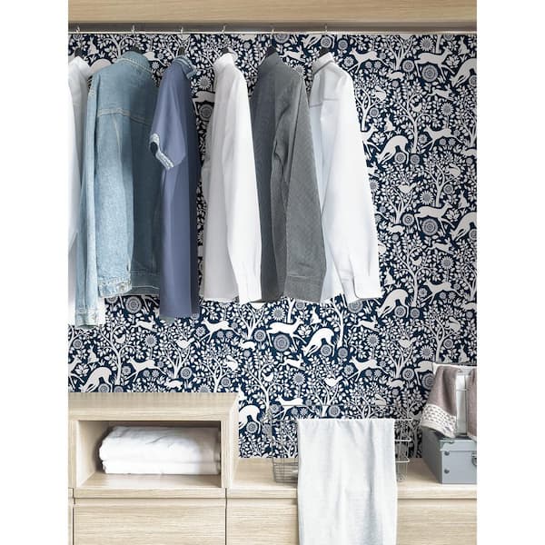 Navy Blue Kylver Merriment Peel and Stick Wallpaper Sample