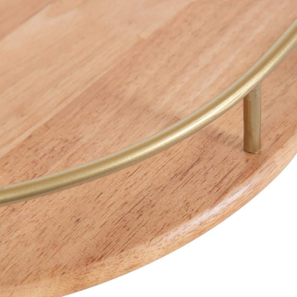 Natural Wood and Gold Floating Semi-Circle Wall Shelves