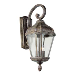 Covington 2-Light Burnished Rust Outdoor Wall Light Fixture with Clear Glass