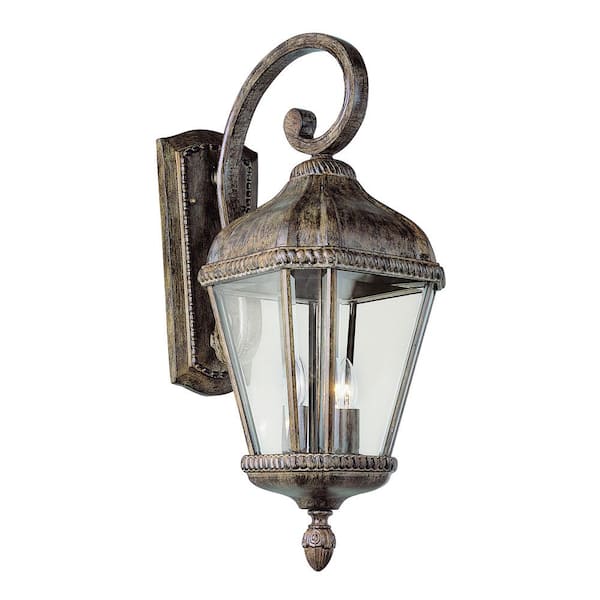 Bel Air Lighting Covington 2-Light Burnished Rust Outdoor Wall Light Fixture with Clear Glass