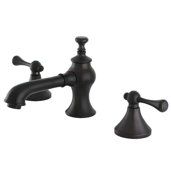 Kingston Brass English Lever 8 in. Widespread 2-Handle Mid-Arc Bathroom Faucet in Oil Rubbed Bronze