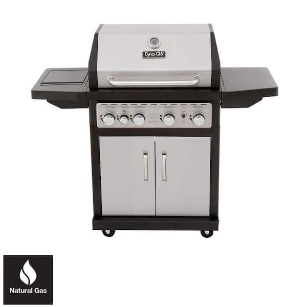 Dyna-Glo 4-Burner Natural Gas Grill in Stainless Steel with Side Burner