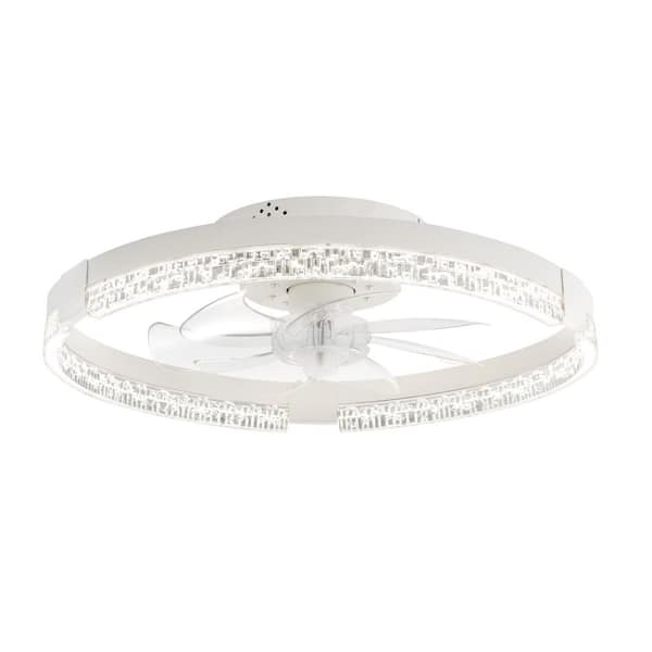 20 in. Smart Indoor White Ceiling Fan with Integrated LED Light, Low Profile, Remote/App Control, 6 Speeds, for Bedroom