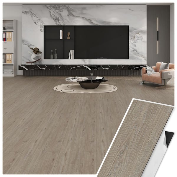 Charcoal Gray 12 MIL x 6 in. W x 36 in. L Peel and Stick Waterproof Vinyl Tile Flooring (54 sqft/case)