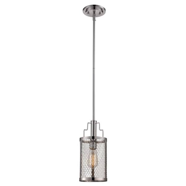 Bel Air Lighting Mist 1-Light Polished Chrome Hanging Mini Kitchen Pendant Light with Metal Shade