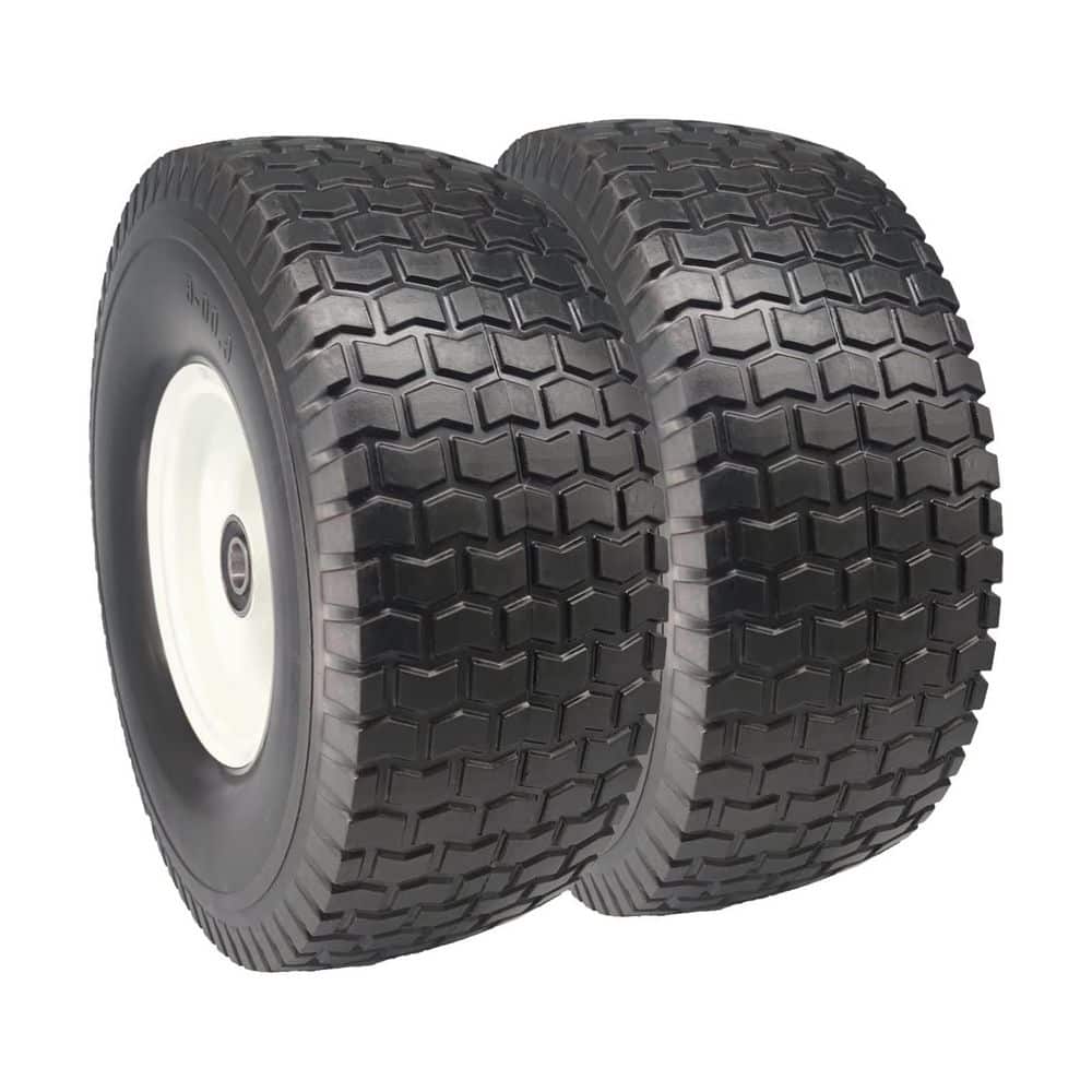 Flat Free Lawn/Garden Tire 15 x 6.00-6 Mounted on 6 in. Wheel w/ Zerk and Bushings of 3/4 I.D. 3 in. Offset Hub (2-Pack) price history on PriceWatchPro