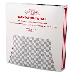 Grease-Resistant Paper Wraps and Liners, 12 x 12, Black Check (5000-Pack)