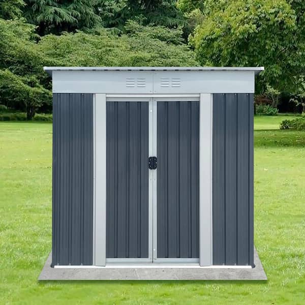 6 ft. W x 4 ft. D Gray Metal Outdoor Storage Shed with Sliding Doors (24 sq. ft.)