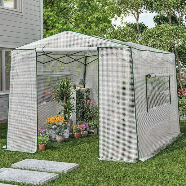 8 ft. x 11 ft. Pop-up Walk-In Greenhouse with Roll-up Windows and Zippered Door