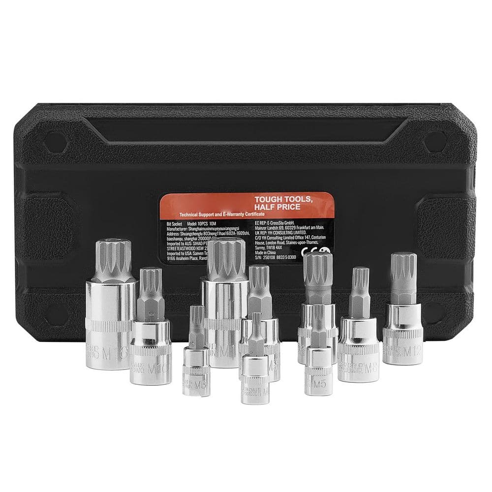 SKYSHALO XZN Triple Square Spline Bit Socket Set, 10-Piece M4-M18