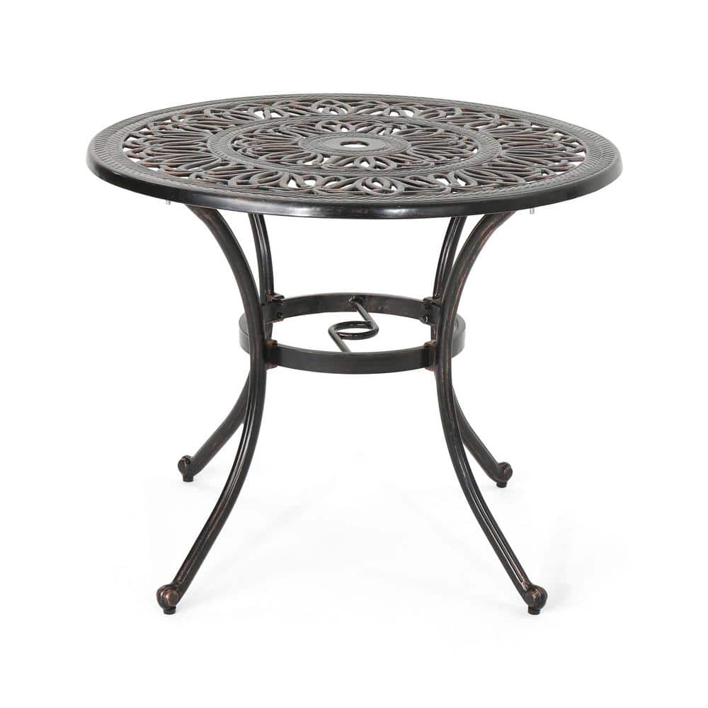 Elegant Shiny Copper Cast Aluminum Round Dining Table for 2