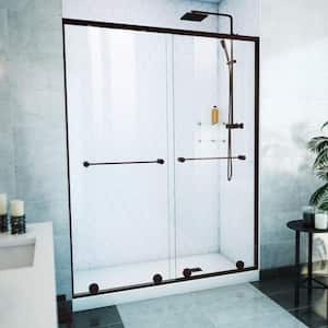 Harmony 60 in. W x 76 in. H Sliding Semi Frameless Shower Door in Oil Rubbed Bronze with Clear Glass