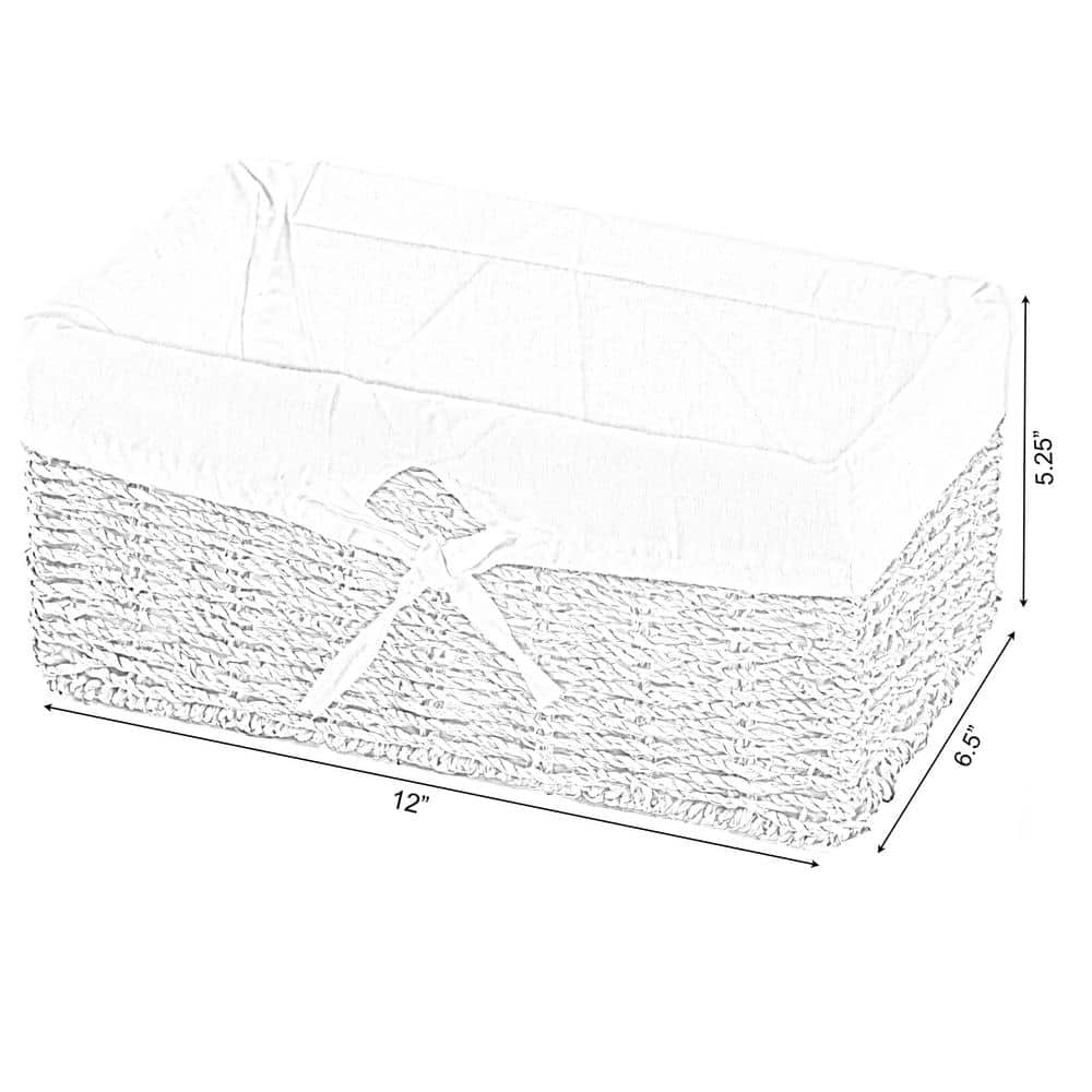 Coastal Charm Rectangular Seagrass Storage Basket with White Liner