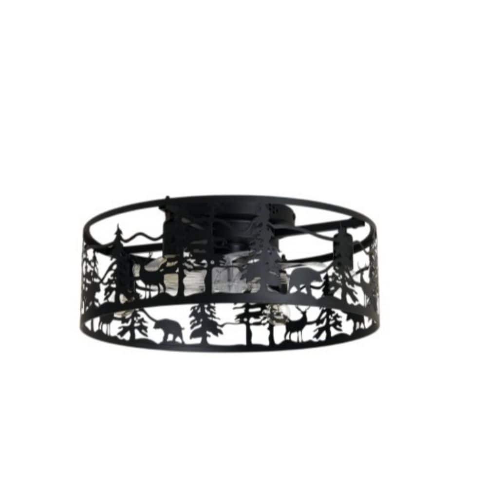 17.7 in. 4-Light Black Rustic Forest Flush Mount Ceiling Fan with Light, Metal Low Profile Fandelier Fan with Remote price history on PriceWatchPro