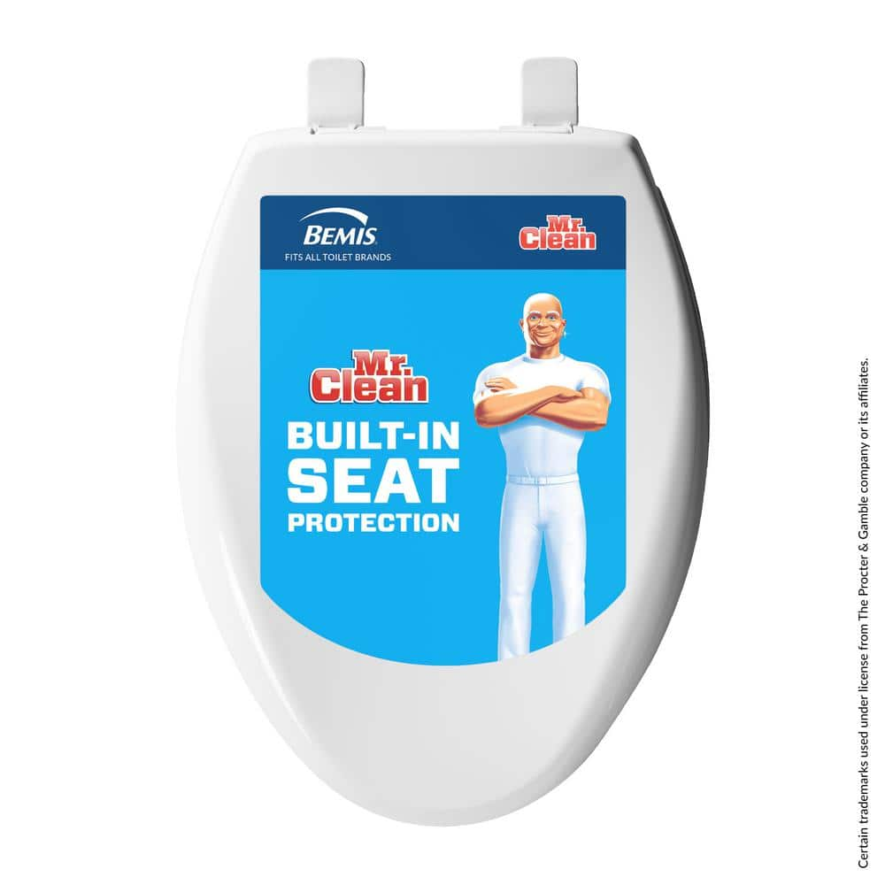 BEMIS Mr. Clean Elongated Soft Close Plastic Closed Front Toilet Seat ...