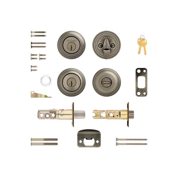 Kwikset Juno Antique Brass Exterior Entry Door Knob and