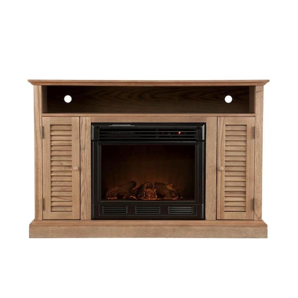 Southern Enterprises Antebellum 48 in. Media Console Electric Fireplace in Natural Oak-DISCONTINUED