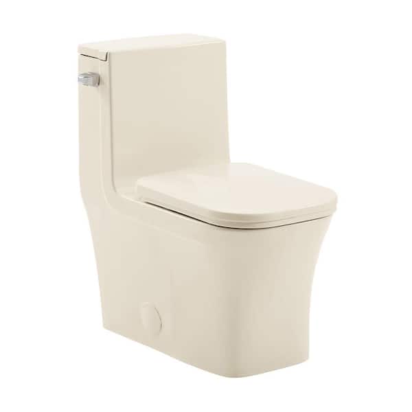 Swiss Madison Concorde 1-Piece 1.28 GPF Single Flush Square Toilet in Bisque Seat Included
