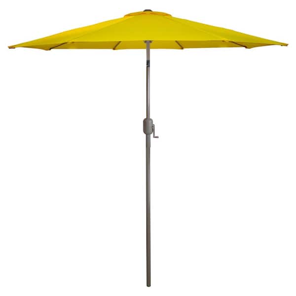 9 ft. Outdoor Market Tilt Patio Umbrella with Hand Crank in Yellow