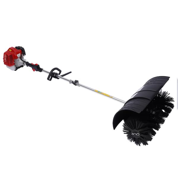 Power Broom Sweeper Cordless,43CC Gas Powered Broom,Walk-Behind Outdoor  Hand Push Sweeper for Lawn Leaf Artificial Turf Grass Gravel Cleaning