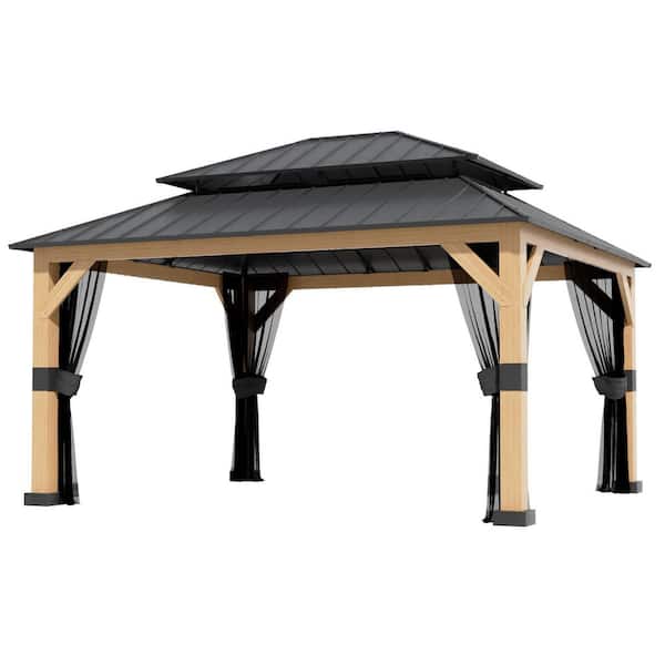 MeetLeisure 11 ft. x 13 ft. Outdoor Patio Wood Framed Gazebo with