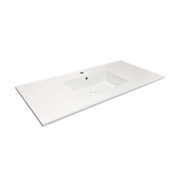 49 in. Drop-in Vitreous China Bathroom Sink Top in White with Single Faucet Hole