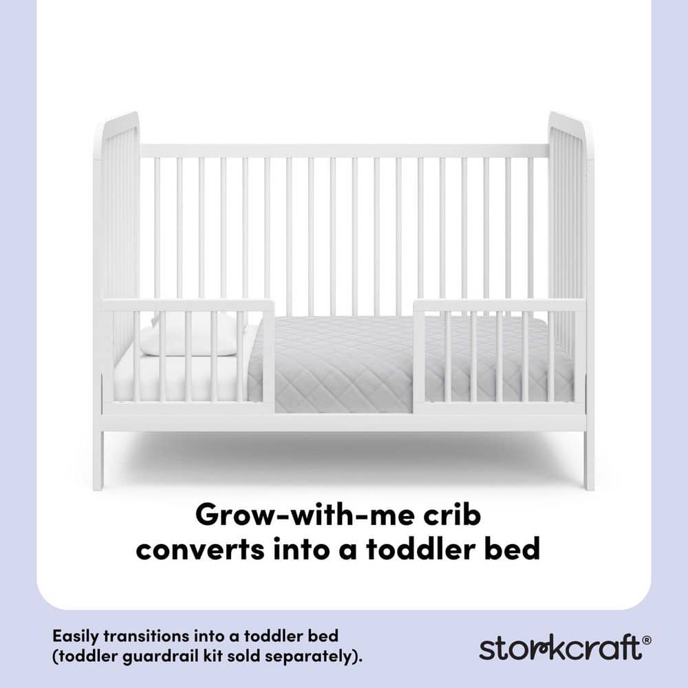 White Pine Wood 3-in-1 Convertible Crib with Adjustable Height