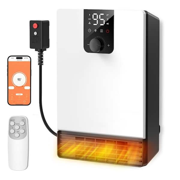 1500W Electric Radiant Furnace Wall Heater with Adjustable Thermostat, 3 Heat Modes and 24H Timer for Bathroom,Indoor