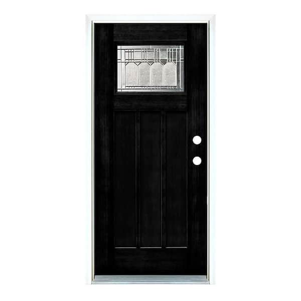 MP Doors 36 in. x 80 in. Left-Hand Inswing Classic Craftsman Vintage Glass Black Stained Fiberglass Prehung Front Door