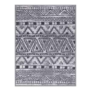 Ottohome Collection Non-Slip Rubberback Moroccan Geometric 2x3 Indoor Area Rug/Entryway Mat, 2 ft. 3 in. x 3 ft., Gray