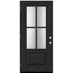 Regency 36 in. x 80 in. 3/4 Lite 4 SDL Oasis Decorative Glass RHOS Prefinished Onyx Fiberglass Prehung Front Door