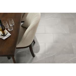 Madison Celeste 12 in. x 24 in. Polished Porcelain Stone Look Floor and Wall Tile (16 sq. ft./Case)