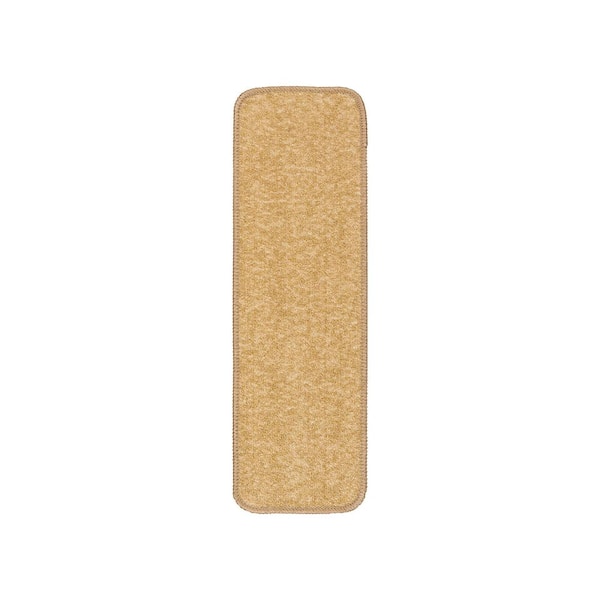 Beverly Rug Solid Beige 26 in. x 8.5 in. Non-Slip Rubber Back Stair Tread Cover (Set of 8)