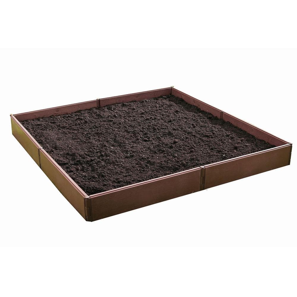 Brown Polyethylene Modular Raised Garden Bed Kit, 4' x 4'