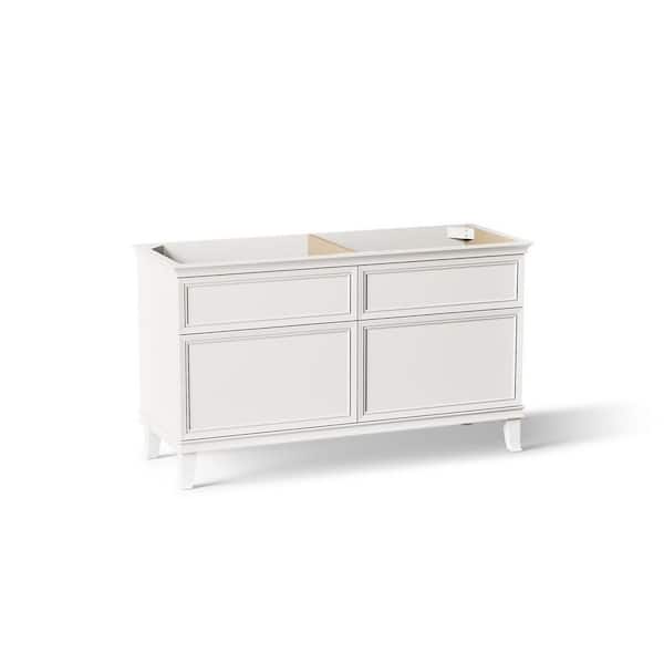 Artifacts 60 in. Double Sink Bathroom Vanity Cabinet without Top in Linen White