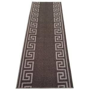 Custom Size Runner Rug Floral Feather Design Brown/Grey - Hallway Bedroom Non-Slip