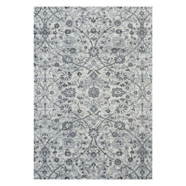 2 ft. x 3 ft. Charcoal Ivory And Light Blue Oriental Area Rug