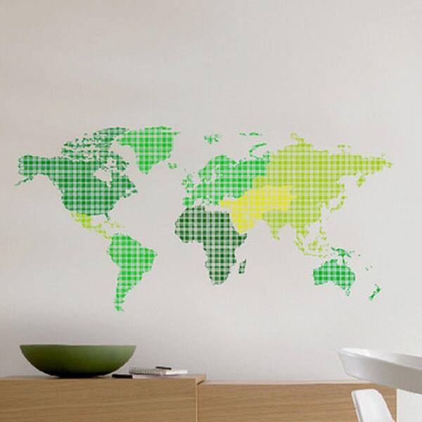 Washington Wallcoverings 36 in. H x 36 in. D 13-Piece World Map Wall Sticker (2-Sheets)