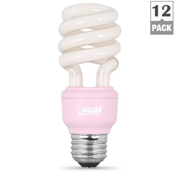 Feit Electric 60W Equivalent Spiral CFL Light Bulb, Pink (12-Pack)