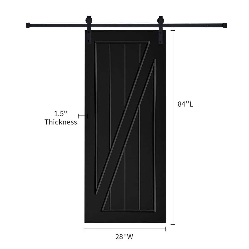 Modern Z Frame 28 in. x 84 in. MDF Black Barn Sliding Door With Hardware kit price history on PriceWatchPro