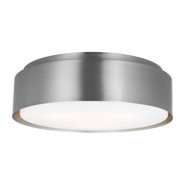Dartmore 18 in. W x 5.625 in. H 3-Light Brushed Nickel Modern Flush Mount with Steel Shade and No Bulbs Included