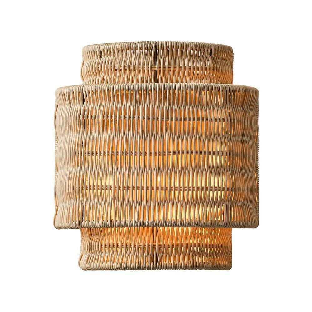 Boho 4.9 in. 1-Light Indoor Brown Hand Woven Rattan Wall Sconce Light for Living Room, Bedroom, Stairway price history on PriceWatchPro