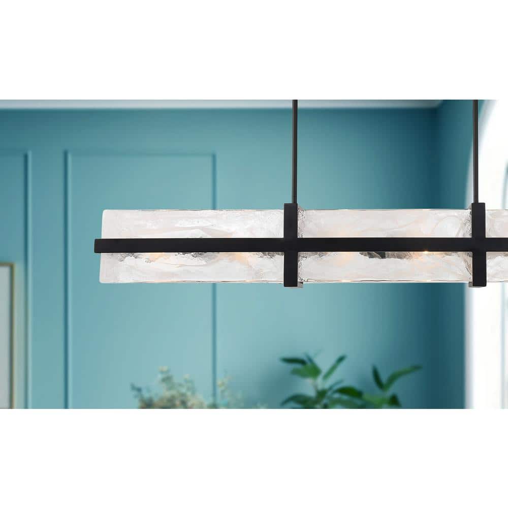 Coal and Cloud Glass 12-Light Linear Chandelier