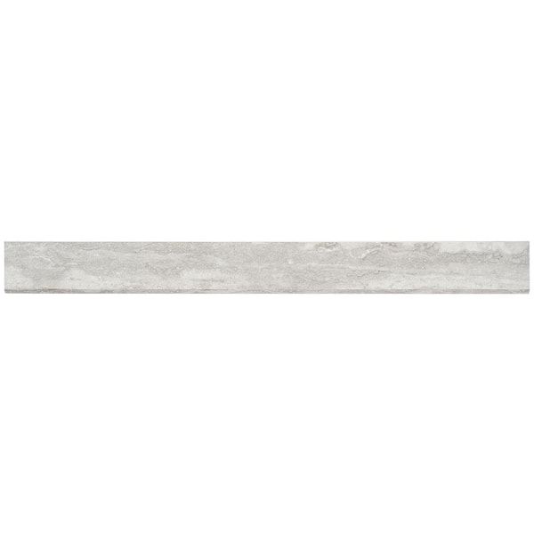 Essential Travertine Gray 2.24 in. x 23.50 in. Matte Porcelain Floor and Wall Bullnose Tile