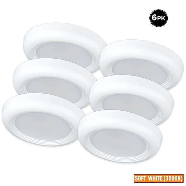 Commercial Electric 6-Pack 6 in. LED Surface Mount Downlight Flush Mount Disk Light Fixture, 1000 Lumens, 3000K Soft White, 10-Watt