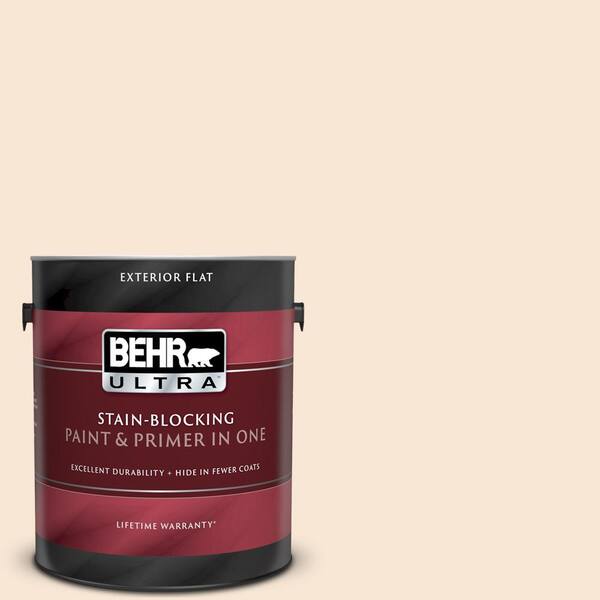 BEHR ULTRA 1 gal. #UL140-12 Cafe Cream Flat Exterior Paint and Primer in One