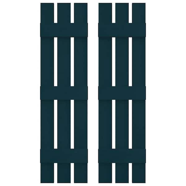 Builders Edge 12 in. W x 63 in. H Vinyl Exterior Spaced Board and Batten Shutters Pair in Midnight Blue