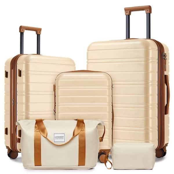 LIVACA 5-Piece Cream ABS Plastic Hardside Expandable Spinner
